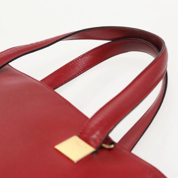 CELINE Hand Bag Leather 2way Red Gold - Picture 9 of 16